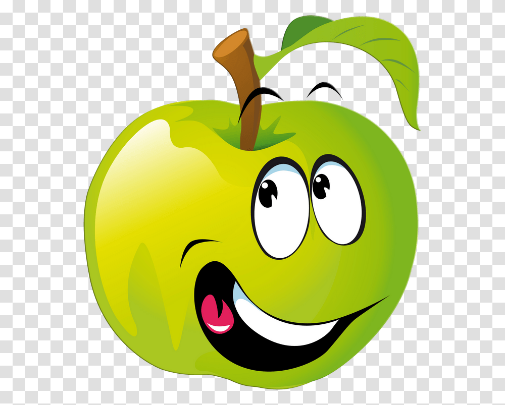 Funny Fruit Faces Fruit Clip Art Apple, Plant, Green, Label Transparent Png
