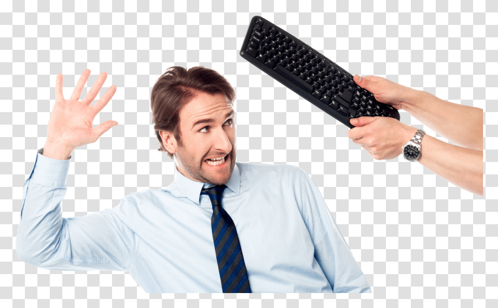 Funny Guy Image Man Getting Hit With Keyboard, Tie, Accessories, Accessory, Person Transparent Png