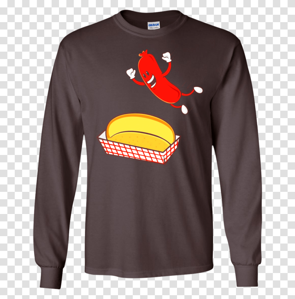 Funny Hot Dog T Shirt Bbq Cartoon Weiner Zany Brainy T Shirt, Sleeve, Apparel, Long Sleeve Transparent Png