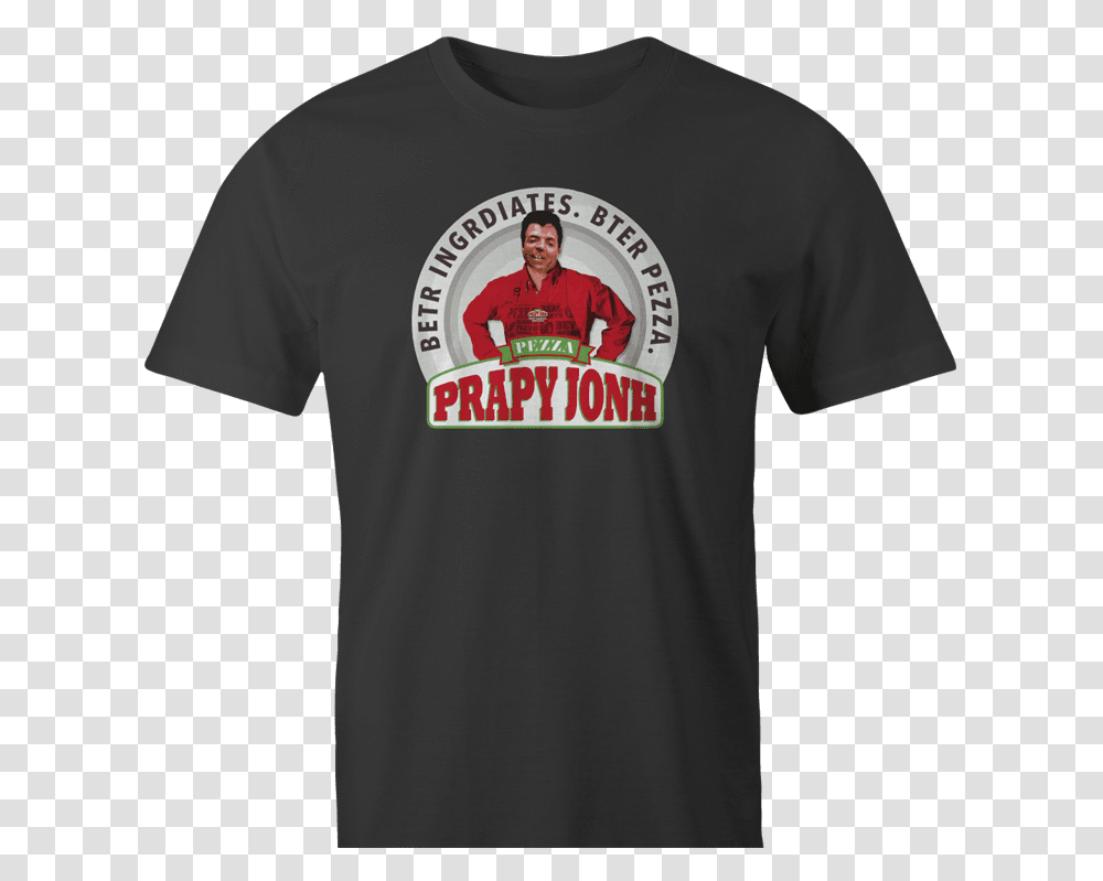 Funny Internet Meme Papa John's Pizza Men's Black T Shirt Active Shirt, Apparel, Person, Human Transparent Png