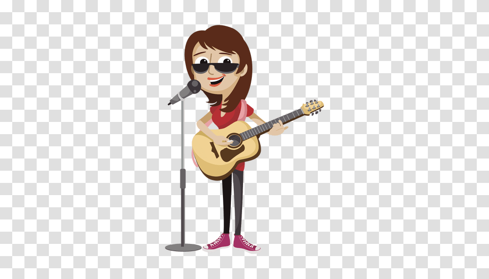 Funny Lady Singer Cartoon, Guitar, Leisure Activities, Musical Instrument, Person Transparent Png