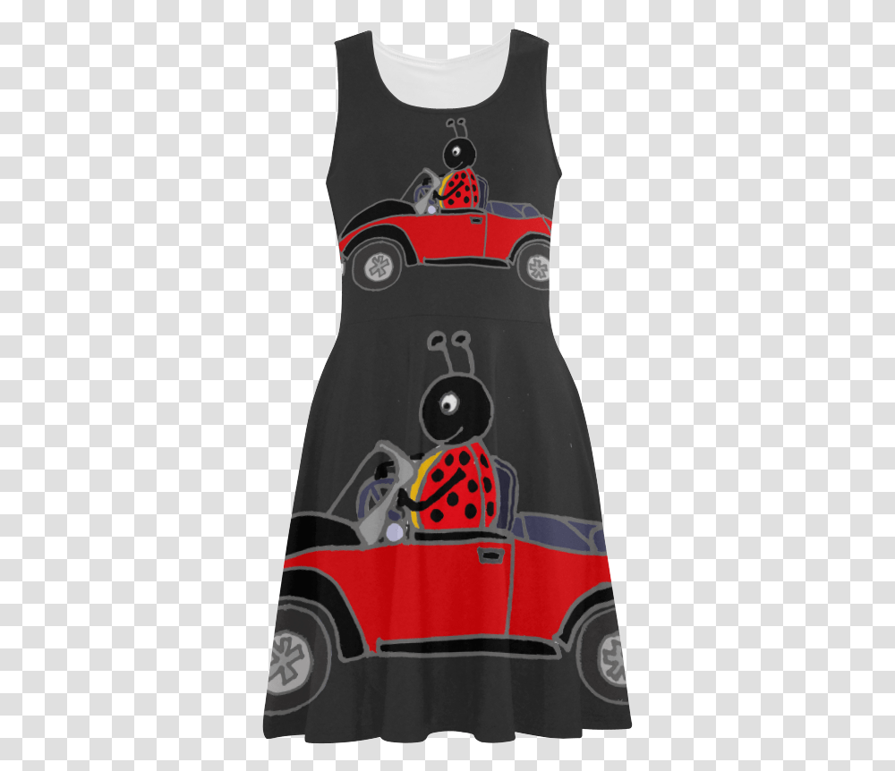 Funny Ladybug Driving Red Convertible Atalanta Sundress, Evening Dress, Robe, Gown Transparent Png