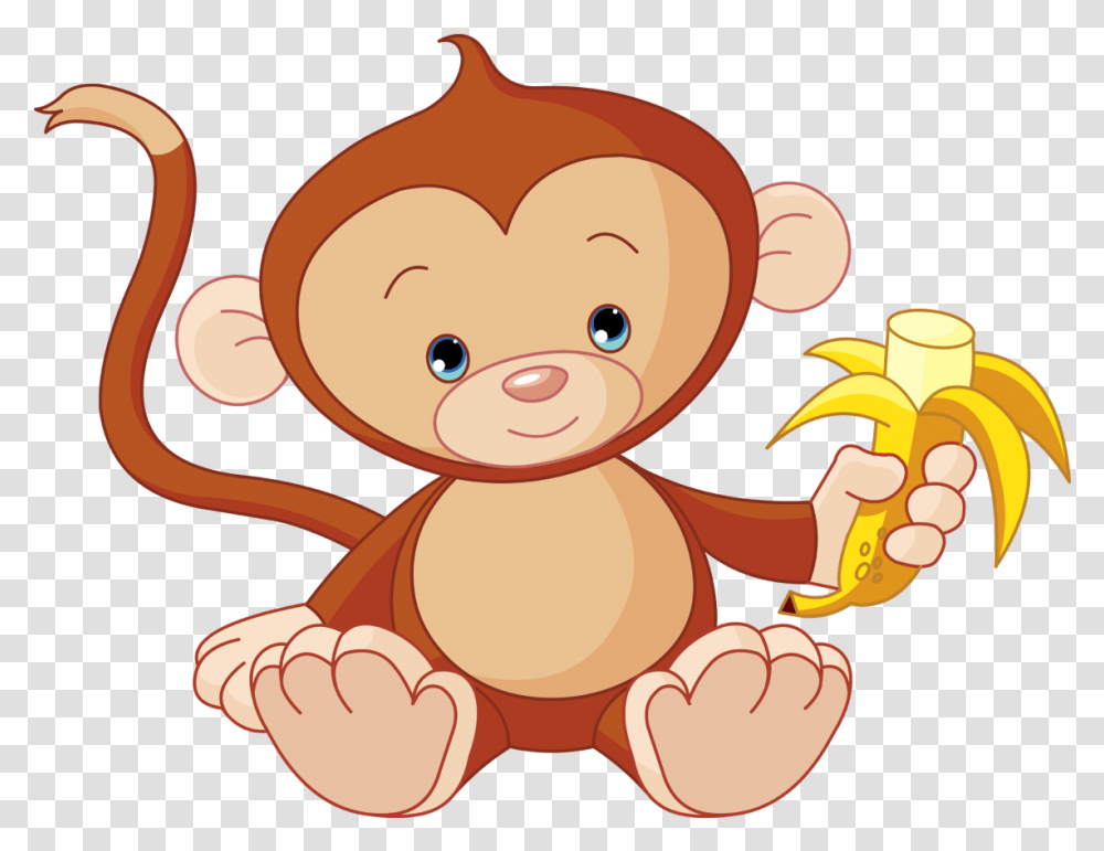 Funny Monkey Monkey Eating Banana Clipart, Toy, Cupid, Doll Transparent Png