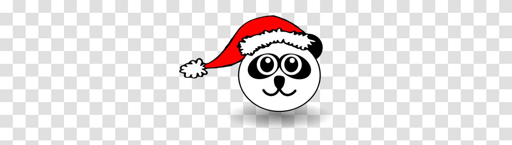 Funny Panda Face Black And White With Santa Claus Hat Clip, Stencil, Logo, Trademark Transparent Png