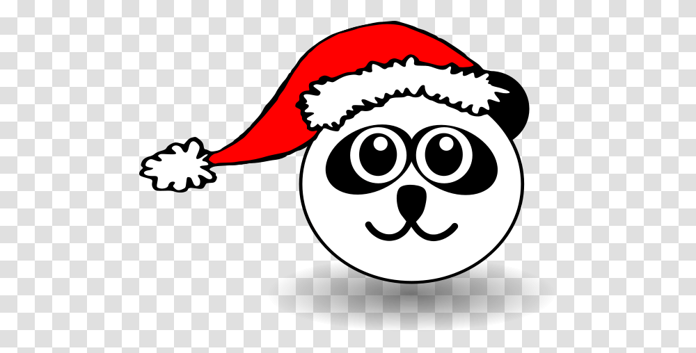 Funny Panda Face Black And White With Santa Claus Hat Clip, Stencil, Logo, Trademark Transparent Png