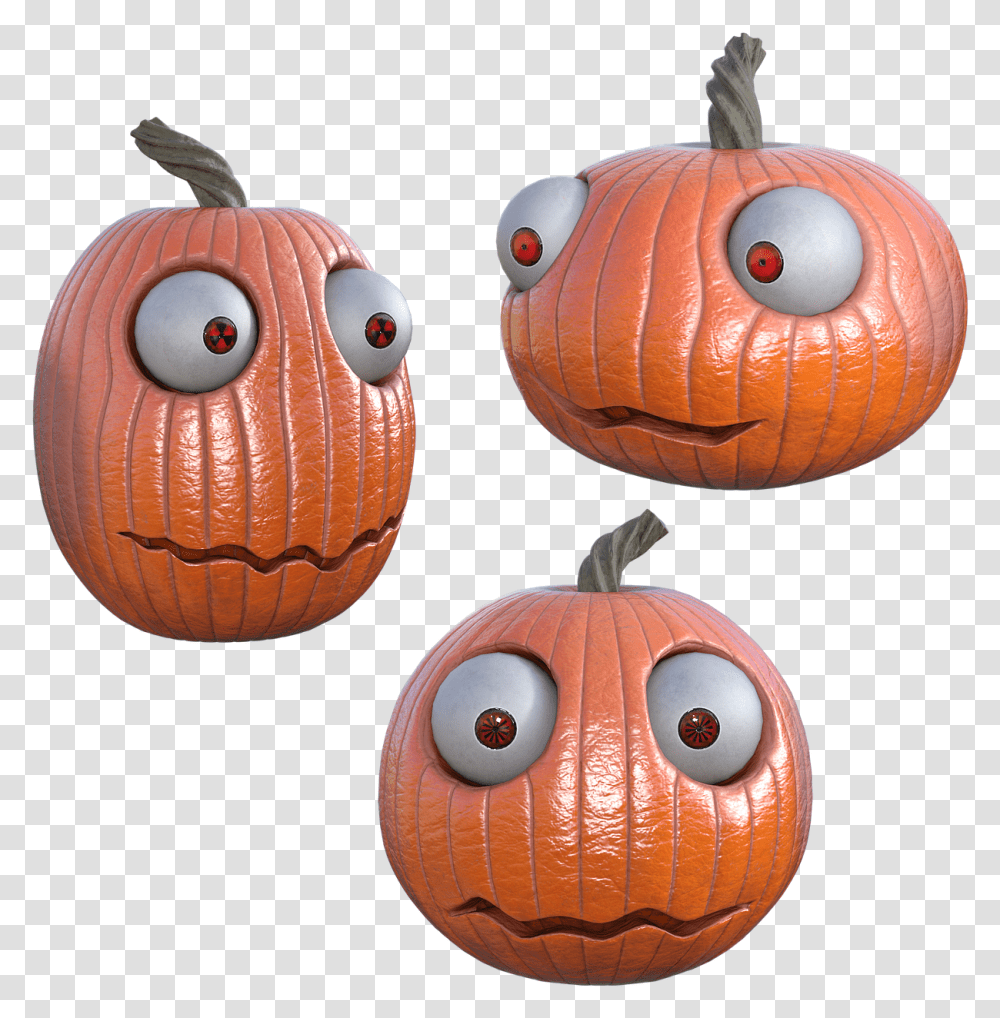 Funny Pumpkins 3d Render Eyes Mouth Halloween Jack O39 Lantern, Plant, Vegetable, Food, Produce Transparent Png