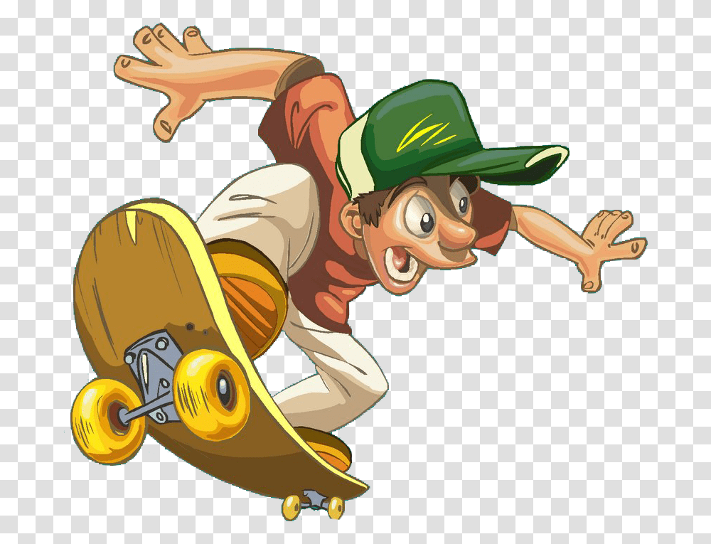 Funny Skateboard Cartoon Skateboarding Image High Funny Cartoon Images Free Download, Hat, Person, Performer Transparent Png