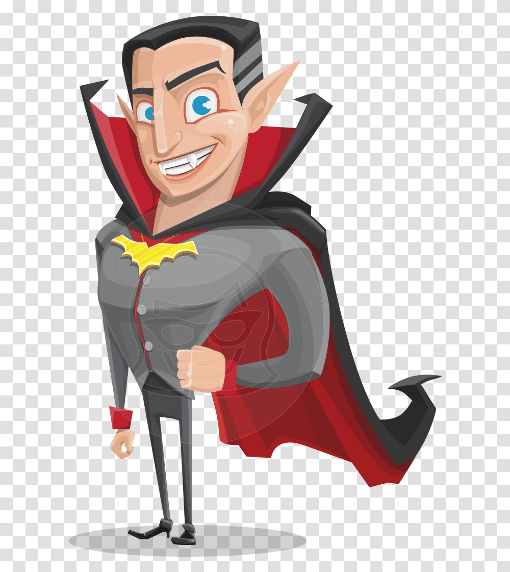 Funny Vampire Man Vector Cartoon Character Cartoon, Hood, Toy, Ninja Transparent Png