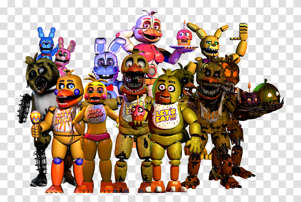 Funtime Chica And Bonnet, Robot, Person, Human, Toy Transparent Png