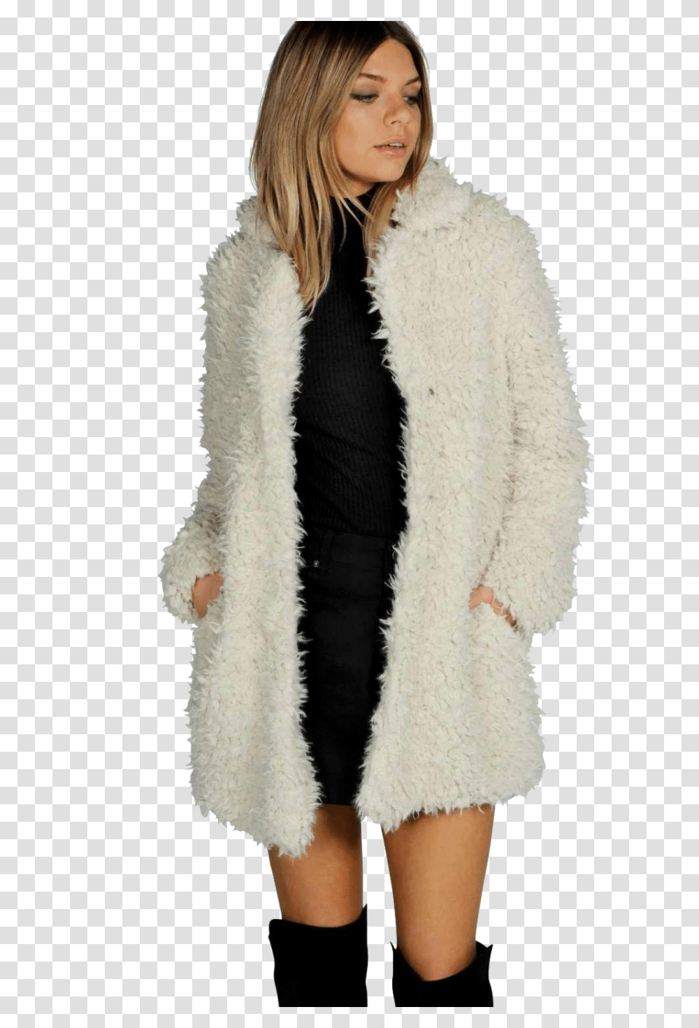 Fur Coat, Apparel, Overcoat, Person Transparent Png