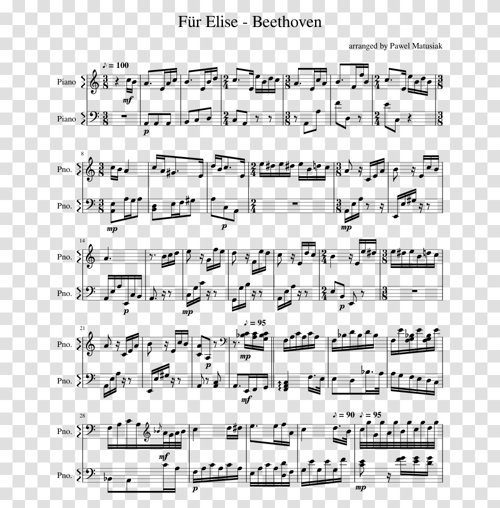 Fur Elise Musescore Piano Sheets, Gray, World Of Warcraft Transparent Png