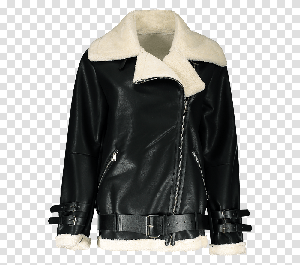 Fur Lined Leather Jacket Image Coat, Clothing, Apparel, Person, Human Transparent Png