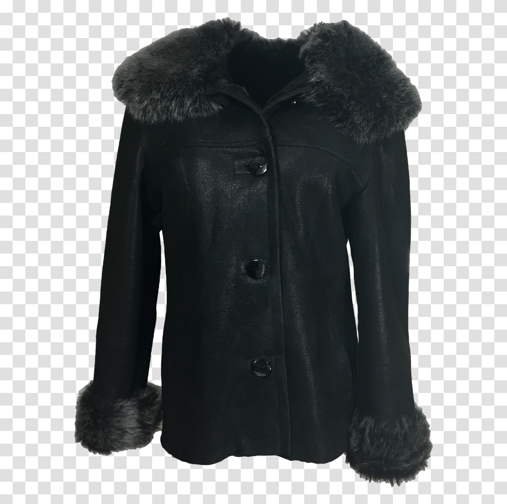 Fur Lined Leather Jacket Leather Jacket, Apparel, Coat, Overcoat Transparent Png