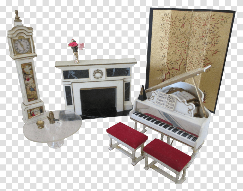 Furniture Clipart Dollhouse Furniture Table, Leisure Activities, Grand Piano, Musical Instrument, Clock Tower Transparent Png