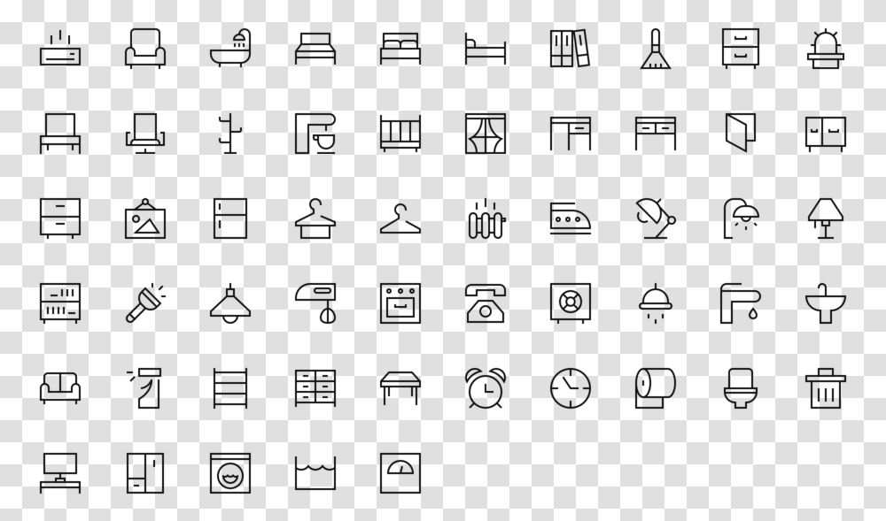 Furniture Outline Icons, Number, Alphabet Transparent Png