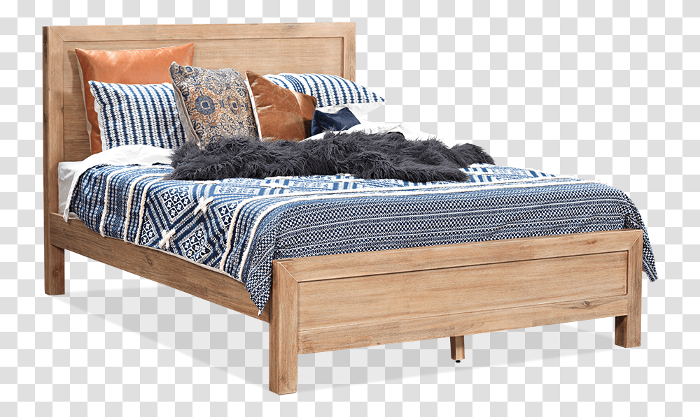 Furniture Wa Western Australia Light Timber Double Bed Frames, Cushion, Pillow, Mattress, Cat Transparent Png