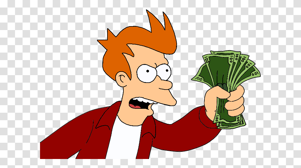 Futurama Fry With Money Vinyl Decal Sticker Shut Up And Take My Money, Person, Tin, Outdoors, Can Transparent Png