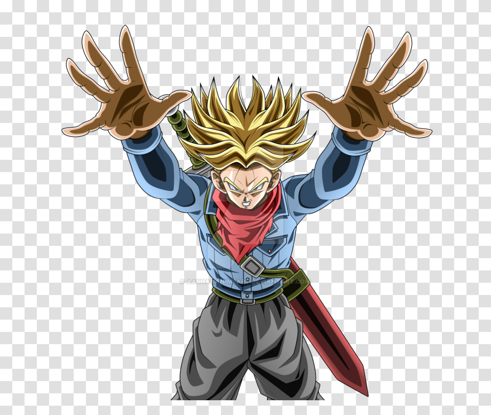 Future Trunks Ssj Rage Doing The Mafuba, Person, Hand, Book, Sport Transparent Png