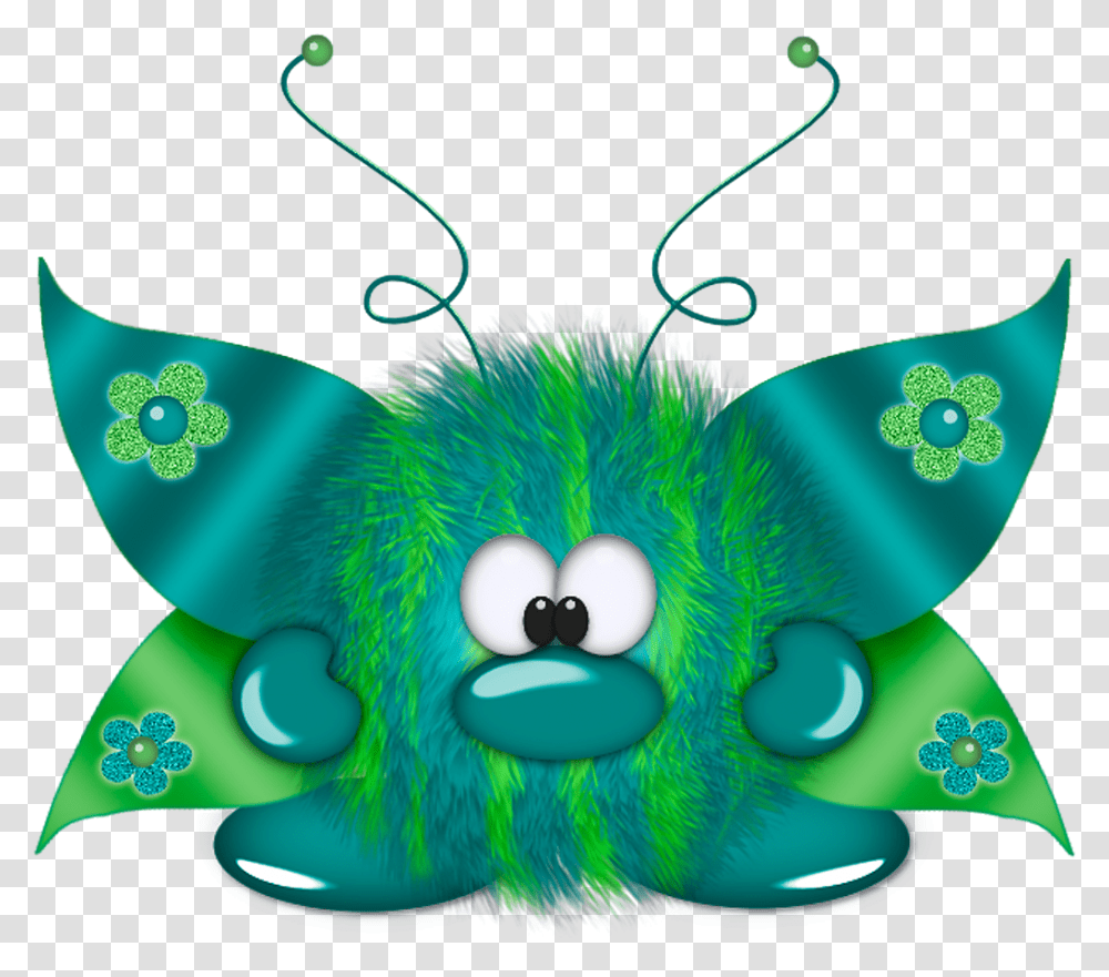 Fuzzy Butterfly Cartoon Monsters Cute Monsters Monster Free Furry Monster Clipart, Toy, Green, Face Transparent Png