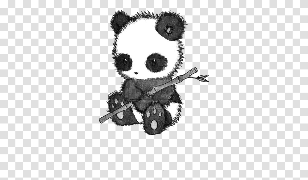 Fuzzy Cuddly Drawing Adorable Black And White Panda Drawing, Toy, Mammal, Animal, Wildlife Transparent Png