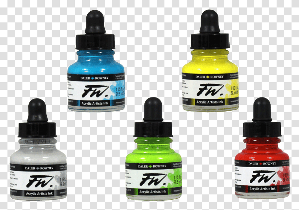 Fw Acrylic Ink, Bottle, Ink Bottle, Paint Container, Furniture Transparent Png