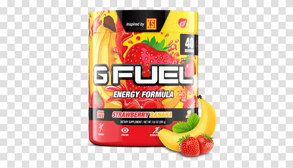 G Fuel Energy Gfuel Strawberry Banana, Plant, Fruit, Food, Label Transparent Png