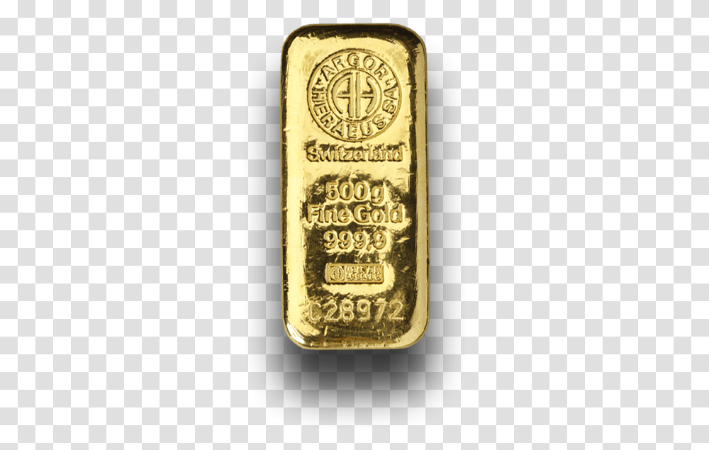 G Gold Bar 9999 Fine Ah Argor Heraeus Gold Bar 500, Label, Text, Liquor, Alcohol Transparent Png