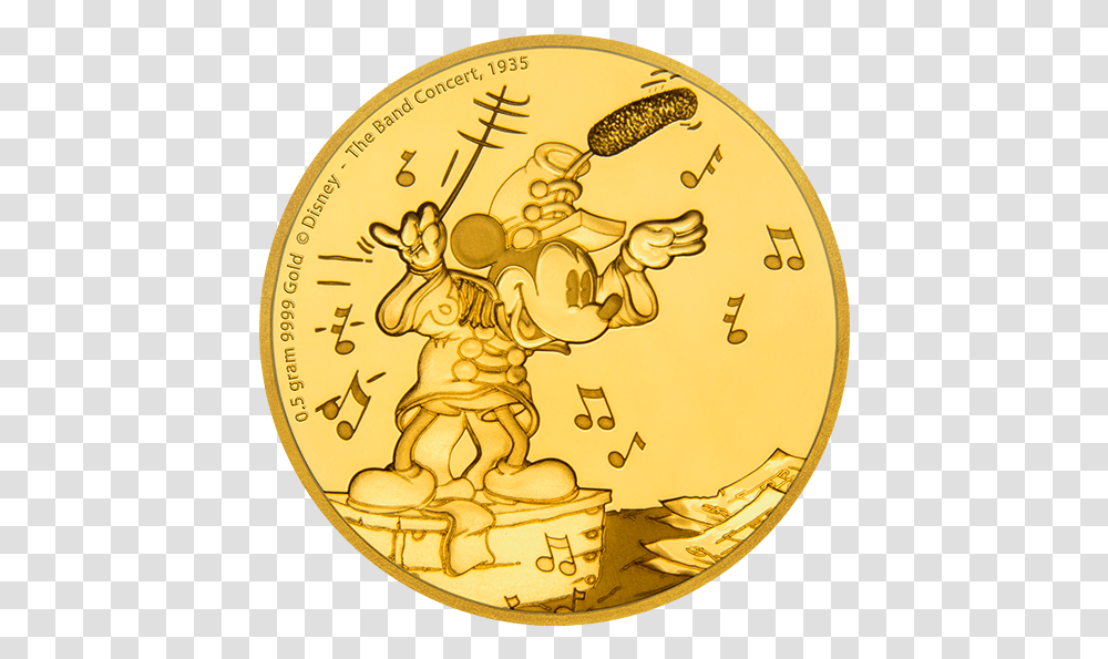 G Pure Gold Coin - Disney Mickey Mouse Through The Ages Mickey Mouse Gold Coin, Money, Clock Tower Transparent Png