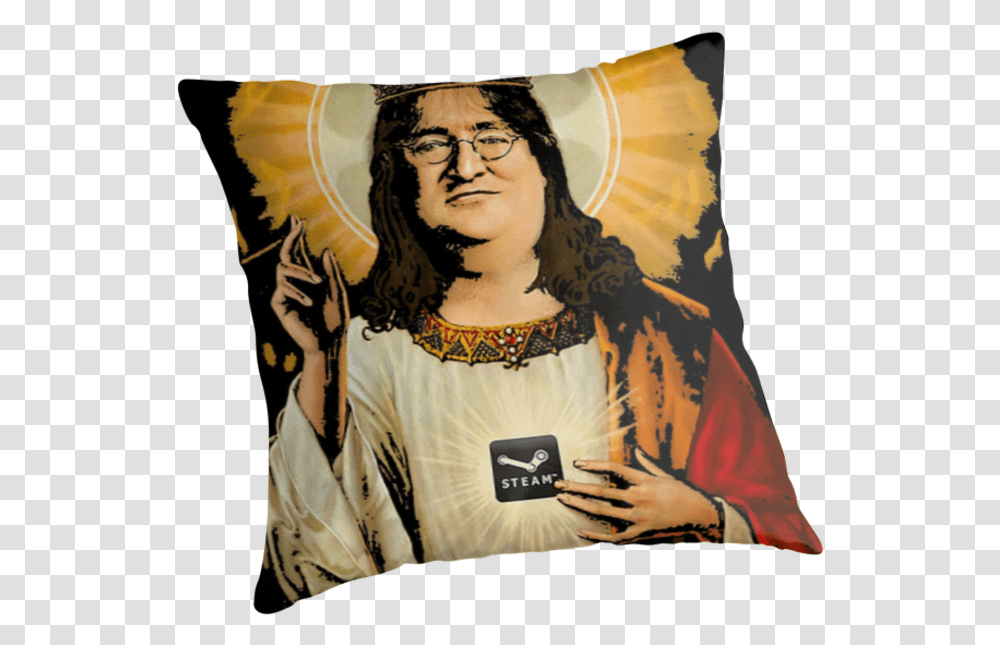 Gabe Newell Portal Gun, Pillow, Cushion, Person, Human Transparent Png
