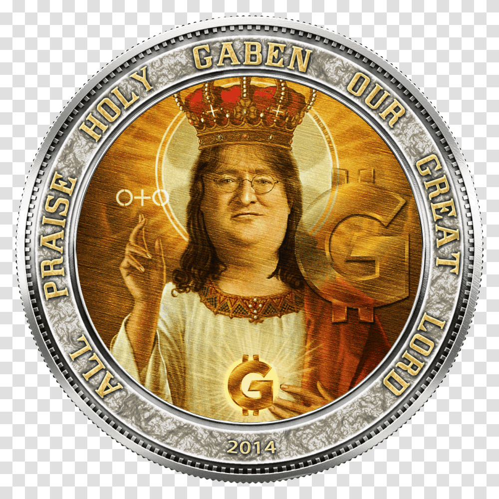 Gaben Counter Strike Gabe Newell Jesus Meme, Person, Human, Money, Coin Transparent Png
