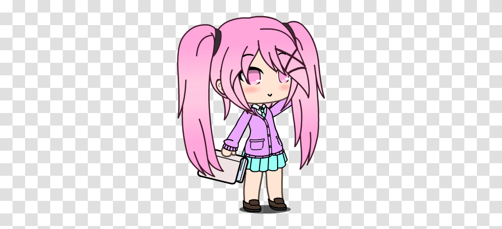 Gacha Life Character Sakura, Manga, Comics, Book, Hug Transparent Png