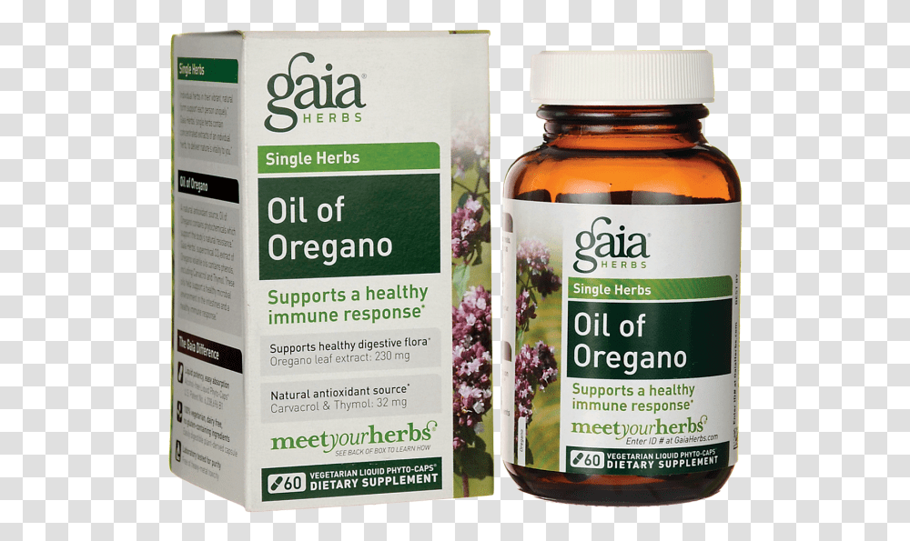 Gaia Herbs Oil Of Oregano 60 Liq Vegcap Gaia Vitex Berry, Label, Astragalus, Flower Transparent Png