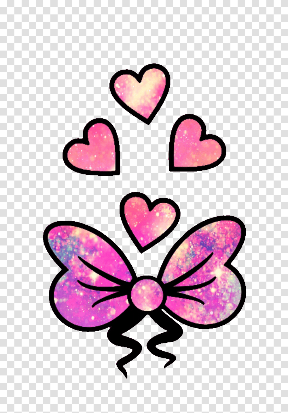 Galaxy Cute Girly Bow Hearts Love Pink Clipart Girly, Ornament, Light, Purple, Graphics Transparent Png