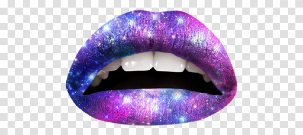 Galaxy Lips Tattoo, Mouth, Teeth, Purple, Light Transparent Png