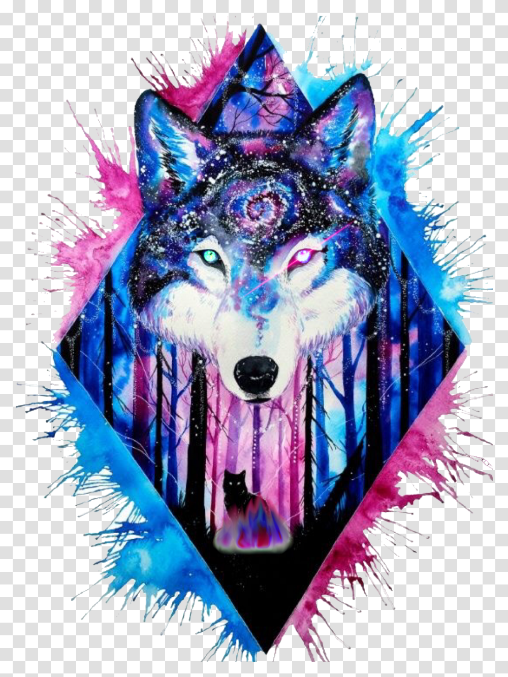 Galaxy Wolf Clipart Galaxy Wolf Tattoo, Crowd, Carnival, Purple, Costume Transparent Png