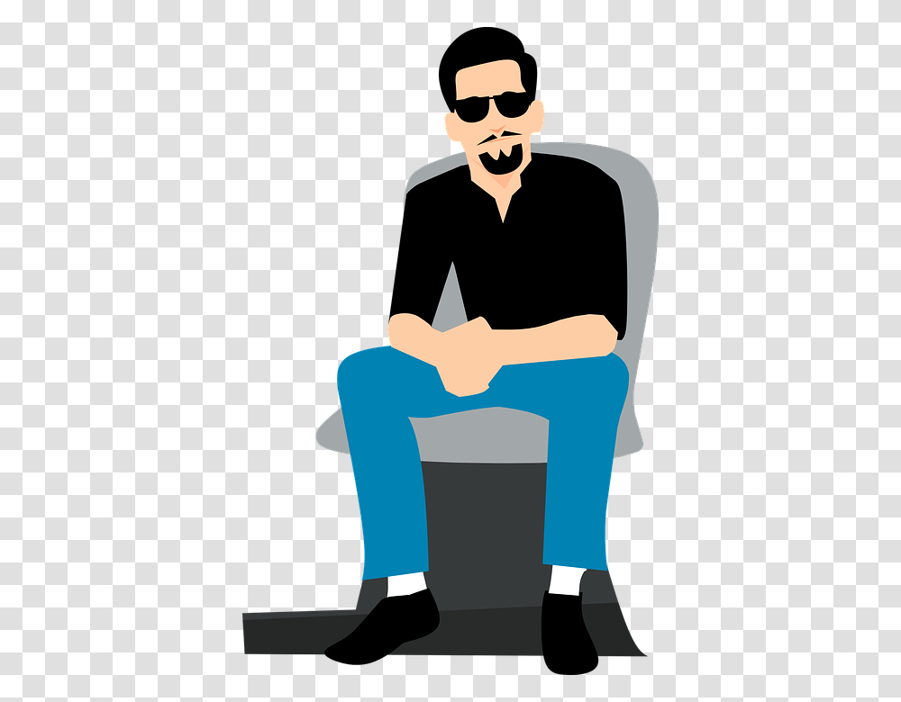 Gambar Kartun Duduk Santai, Person, Human, Sitting, Sunglasses Transparent Png