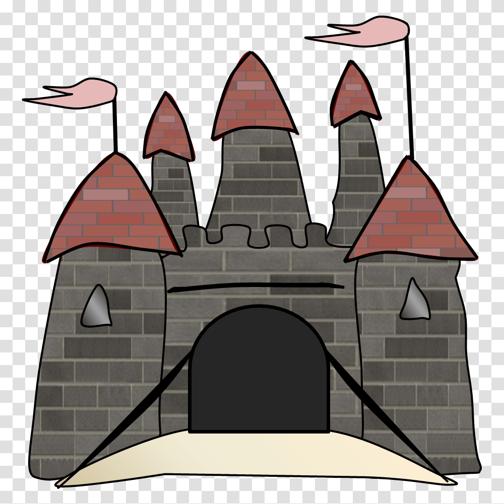 Gambar Sand Castle Clipart Black And White, Building, Architecture, Den, Triangle Transparent Png