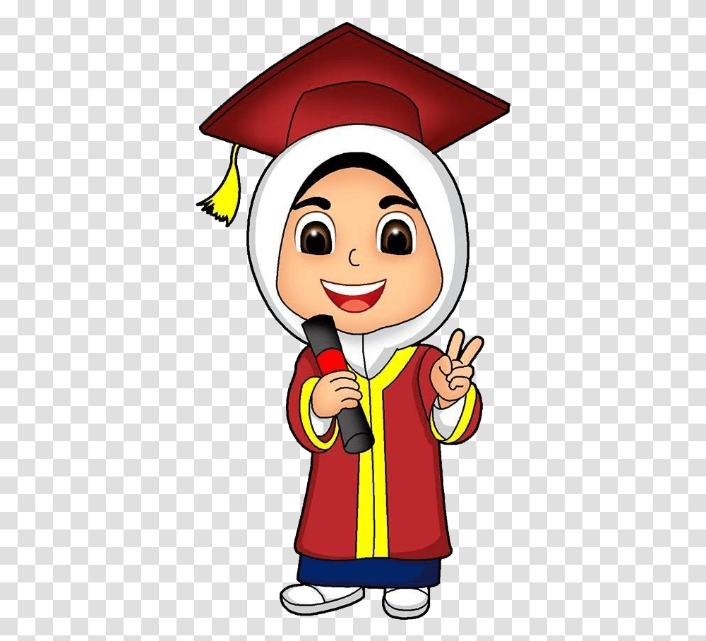 Gambar Toga Wisuda Kartun Anak Muslim Download Muslim Graduation Cartoon, Face, Judge, Head Transparent Png
