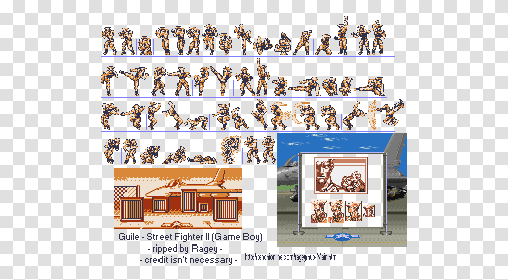 Game Boy Gbc Street Fighter 2 Guile The Spriters Guile Street Fighter 2 Sprites, Rug, Collage, Poster, Advertisement Transparent Png