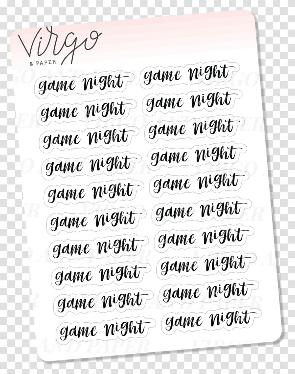 Game Night Hand Lettered Script Stickers Horizontal, Text, Handwriting, Calligraphy, Page Transparent Png