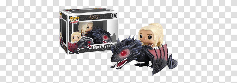 Game Of Thrones Daenerys With Drogon Pop Ride Vinyl Figure Got Funko Rides, Dragon, Animal, Bird, Figurine Transparent Png