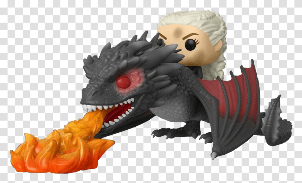 Game Of Thrones Daenerys With Firebreathing Drogon Pop Daenerys On Dragon Pop, Toy, Figurine Transparent Png