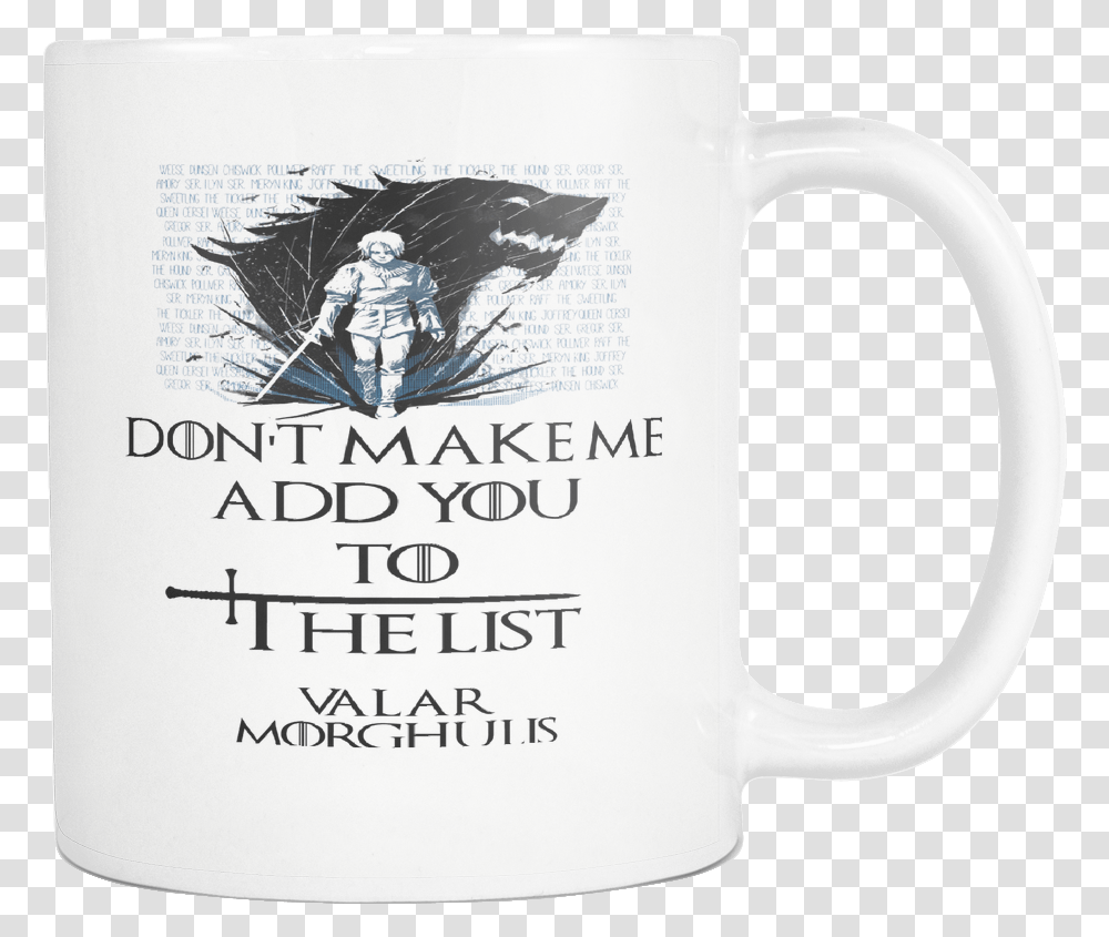 Game Of Thrones Mug Valar Morghulis Arya Stark House Got Mug, Coffee Cup, Person, Human, Stein Transparent Png