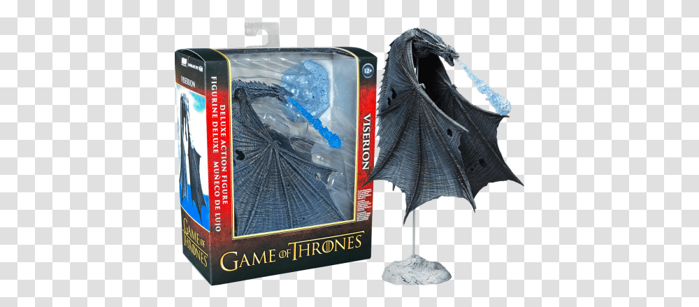 Game Of Thrones Viserion Ice Dragon Deluxe Box Set Mcfarlane Dragon Game Of Thrones, Clothing, Person, Coat, Cape Transparent Png