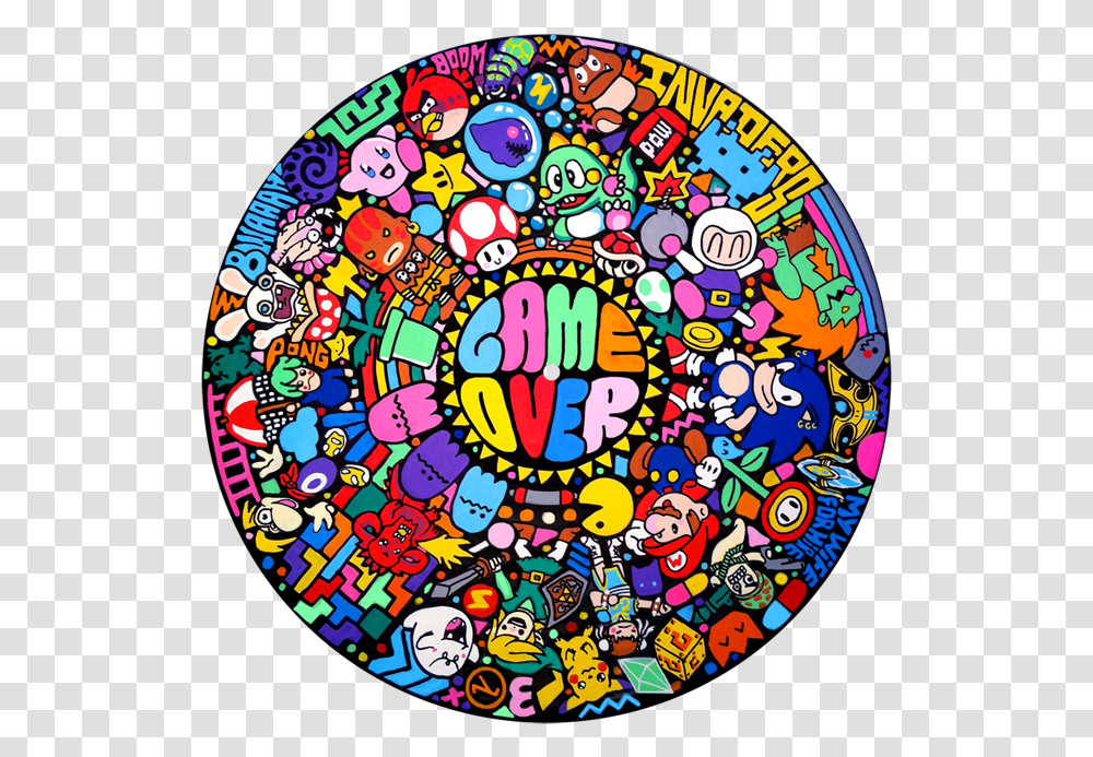 Game Over Pralinoize Circle, Art, Stained Glass, Doodle, Drawing Transparent Png