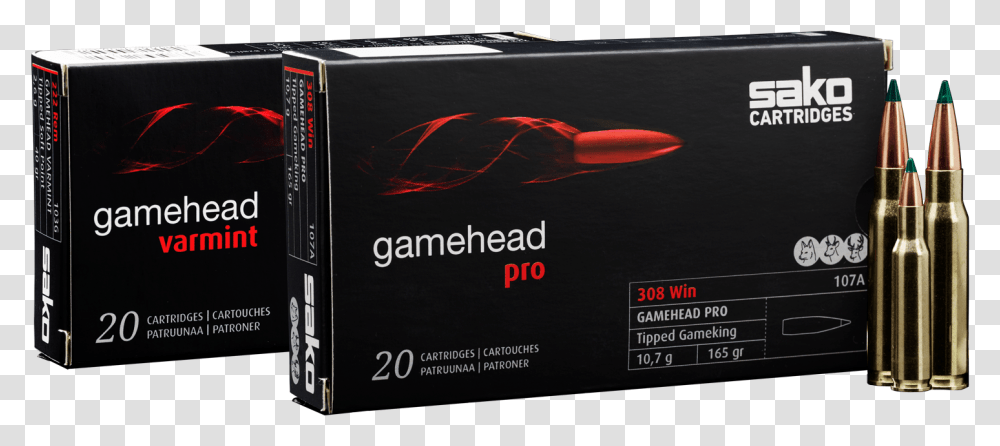 Gamehead Pro And Gamehead Varmint Sako 6.5 Creedmoor Ammo, Label, Cosmetics, Ammunition Transparent Png