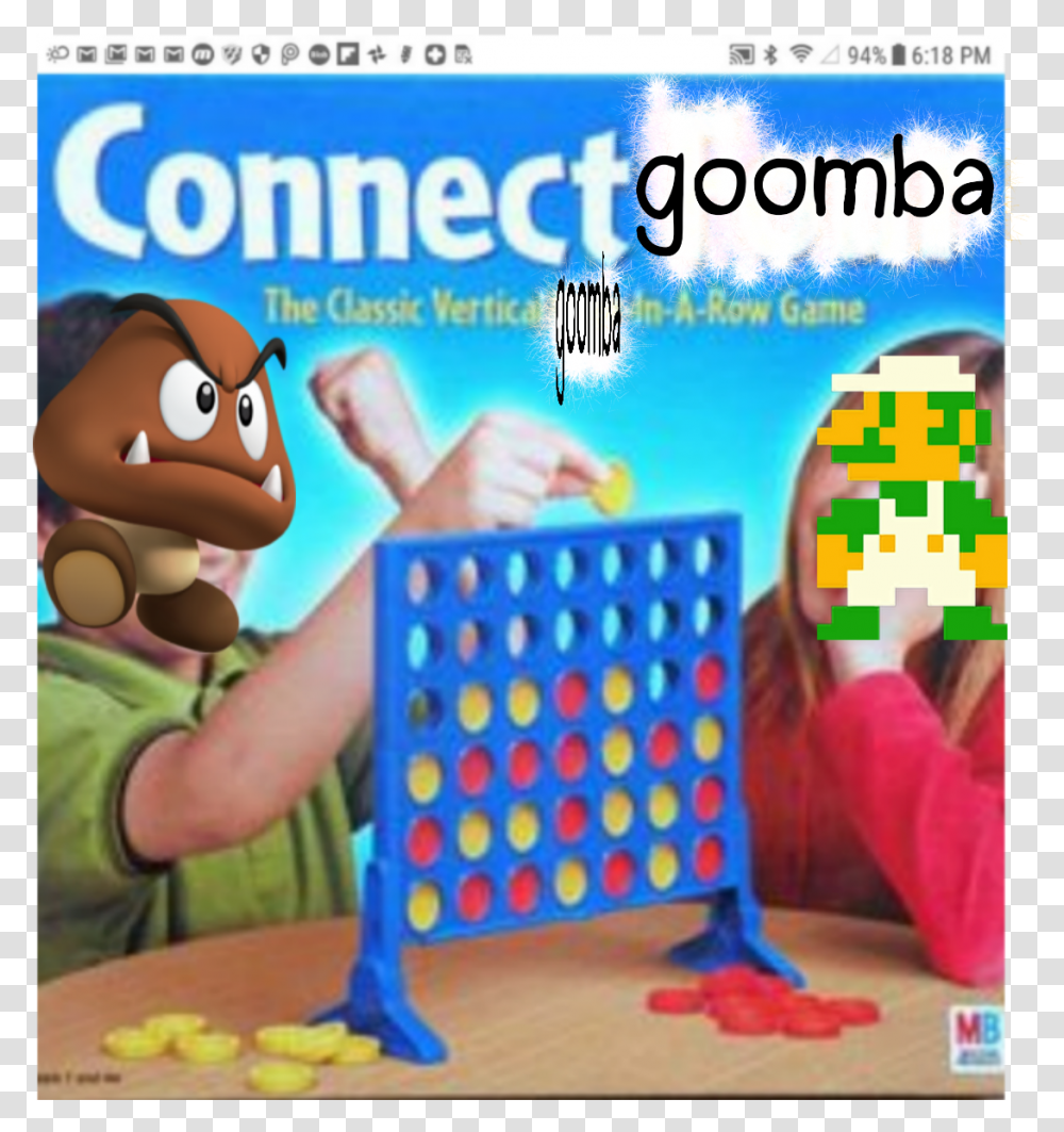Gamem Connectfour Goomba Luigi Connect Four, Person, Flyer, Poster, Paper Transparent Png