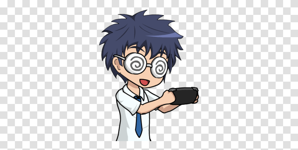 Gamer Swirly Anime Guy With Swirly Glasses, Person, Human, Manga, Comics Transparent Png