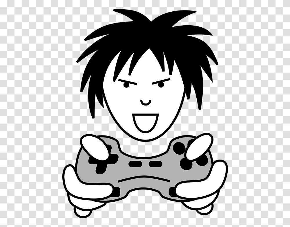 Gamer Vector Character Video Free Vector Graphic On Pixabay Funny Cartoon Gamer, Stencil, Label, Text, Sticker Transparent Png