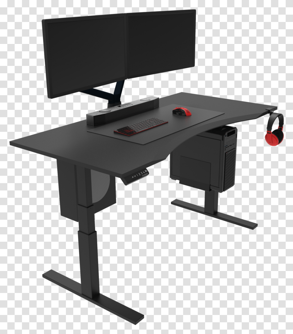 Gaming Computer, Desk, Table, Furniture, Electronics Transparent Png